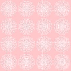 パステルピンク　レース模様　壁紙