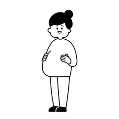 妊婦　全身　白黒