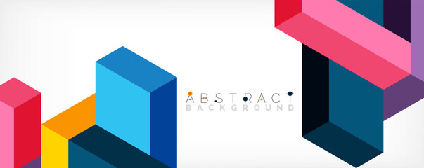 Abstract background. 3d cubes, cubic elements and blocks. Techno or business concept for wallpaper, banner, background, landing page