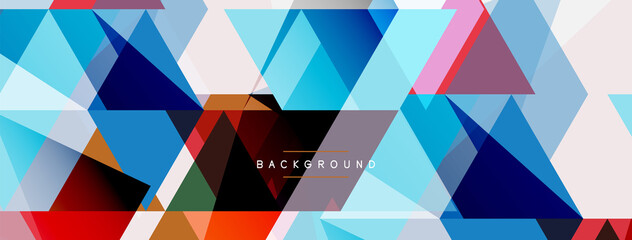 Color triangles composition, geometric abstract background. Techno or business concept, pattern for wallpaper, banner, background, landing page