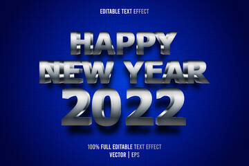 Happy new year 2022 editable text effect metallic style