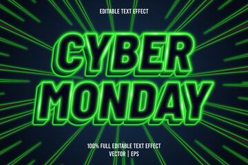 Cyber monday editable text effect neon style