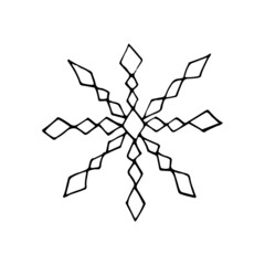 snowflake hand drawn doodle. vector, scandinavian, nordic, minimalism, monochrome. icon, sticker, decor.
