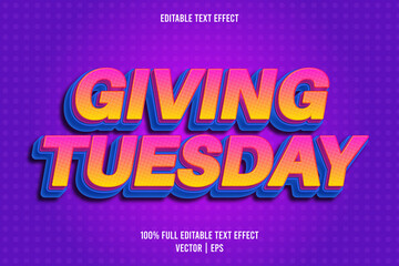 Giving tuesday editable text effect cartoon style