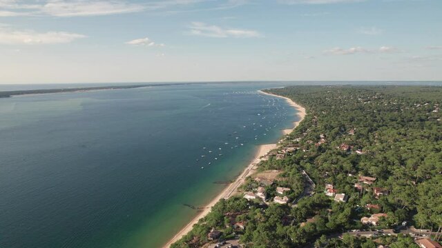 Yachts anchored at Arcachon Bay in Pays de Buch Aquitaine