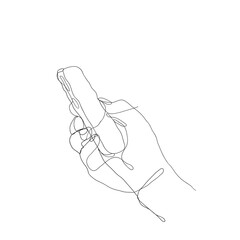 hand holding and using smartphone illustration in continuous line drawing