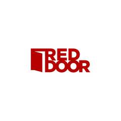 Red Door Logo Design. Vector Illustration.