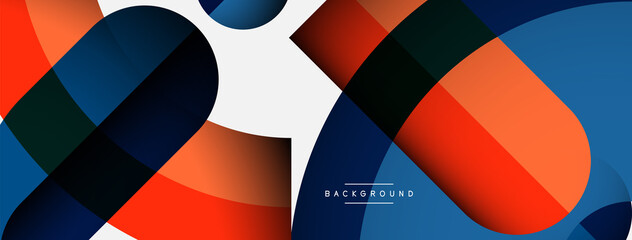 Obraz premium Geometric abstract background. Round shapes, circles, lines composition for wallpaper banner background or landing page