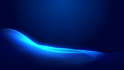 Abstract dot blue wave gradient texture technology background.