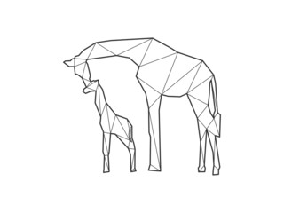 Mosaic triangles of Giraffe isolated on a white background. Abstract design for vector.