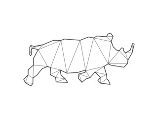 Mosaic triangles of Rhinoceros isolated on a white background. Abstract design for vector.