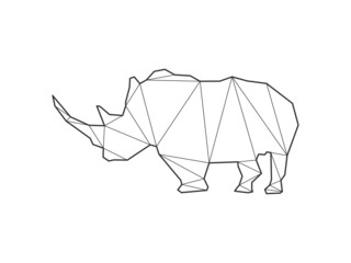 Mosaic triangles of Rhinoceros isolated on a white background. Abstract design for vector.