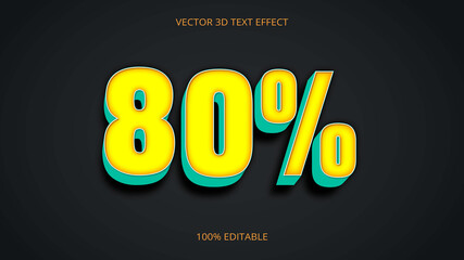 80% 3d text effect vector design 