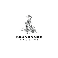 unique christmas tree logo cartoon icon design template black isolated vector illustration