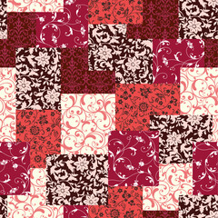 The chintz pattern is made into a seamless patchwork,