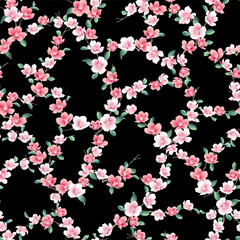 Cute Japanese cherry blossom seamless pattern,