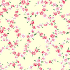 Cute Japanese cherry blossom seamless pattern,