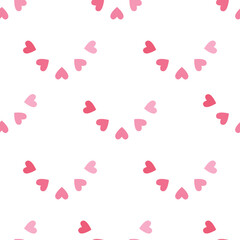 Pattern with heart. Seamless pink, rose childish drawing from hearts for kids prints, textiles, bed linen. Modern, trendy Valentine's Day pattern. Romantic for the holiday, clothes.Vector illustration