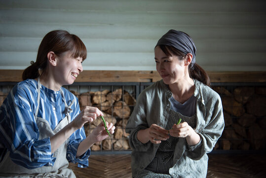 Woman Preparing Kidney Beans for Cooking