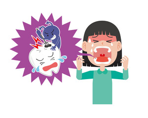 虫歯の痛みで苦しむ女の子