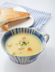 コーンスープ　　クルトン　　朝食　スタジオ撮影