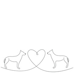 Valentines day card with love heart dog vector illustration