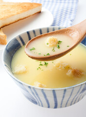 コーンスープ　　クルトン　　朝食　スタジオ撮影
