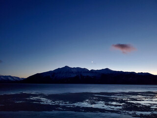 mountains and moon