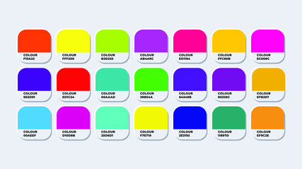 pantone Colour Guide Palette Catalog Samples color bright RGB HEX. Neomorphism Vector