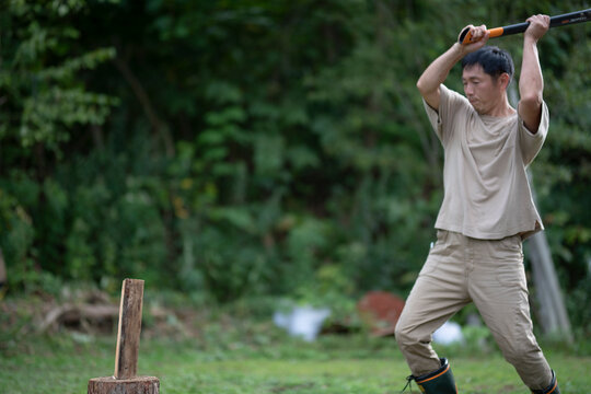 Man Chopping Wood