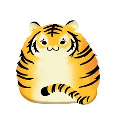 丸くもっちりとした虎　寅　デフォルメ線画なし　年賀状