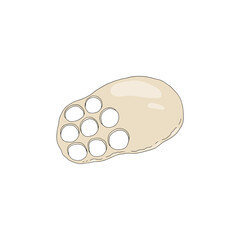 Thinly rolled dough for dumplings or baking with cut out circles in sketch