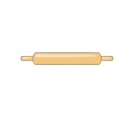 Rolling pin made of wood for rolling dough, vector illustration isolated.
