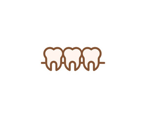 Teeth flat icon. Thin line signs for design logo, visit card, etc. Single high-quality outline symbol for web design or mobile app. Medical outline pictogram.