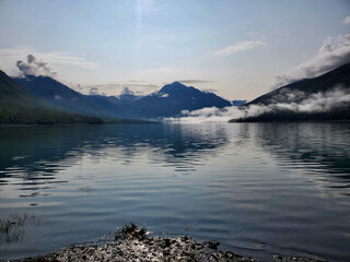 lake and mountains