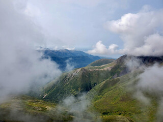 clouds in the mountains