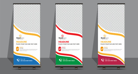 Creative Business Roll Up Signage Banner Template Design.