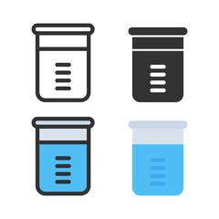Test tube chemistry science laboratory colorful vector icon set. Pharmacy and chemistry, education and science elements and equipment
