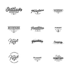 set of business adventure outdoor mountain logo design vector