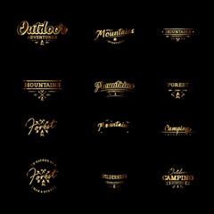 set of business adventure outdoor mountain logo design vector