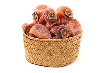 dried persimmon on white background 