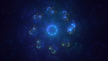 3D rendering abstract blue fractal light background