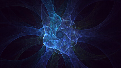 3D rendering abstract blue fractal light background