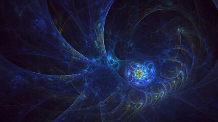 3D rendering abstract blue fractal light background