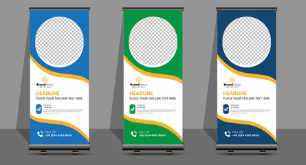 Creative Business Roll Up Signage Banner Template Design.