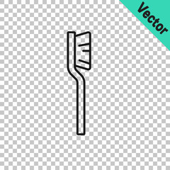 Black line Toothbrush icon isolated on transparent background. Vector