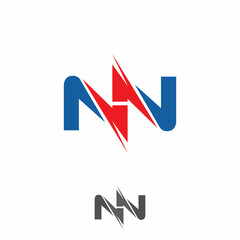 Simple letter NN modern shape technology