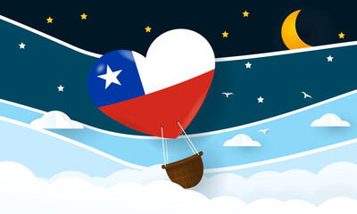 Heart air balloon with Flag of Chile for independence day or something similar
