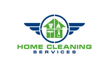 Creative Cleaning home services Concept Logo Design Template