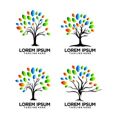 abstract business tree nature logo design